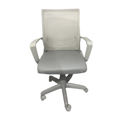 Cadeira Executiva Maia Em Tela Cinza - Couro Ecológico Cinza - Base em Aço