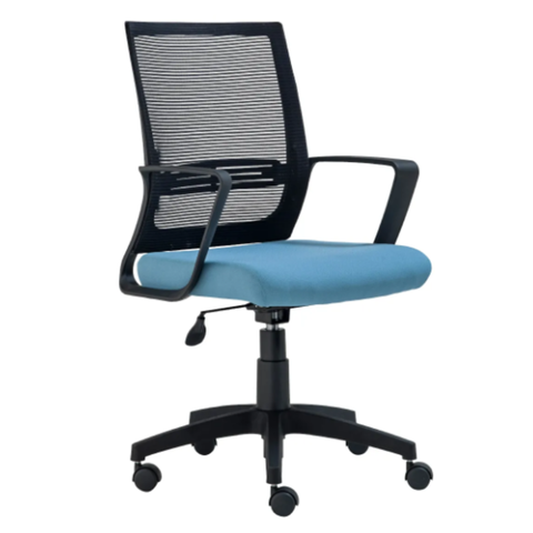 Cadeira Executiva Maia Em Tela - Preta Com Azul - Base em Aço
