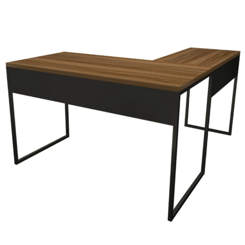 Mesa L Industrial - Tampo 25 mm -1,50 m x 1,50 m - Nogal Com Preto