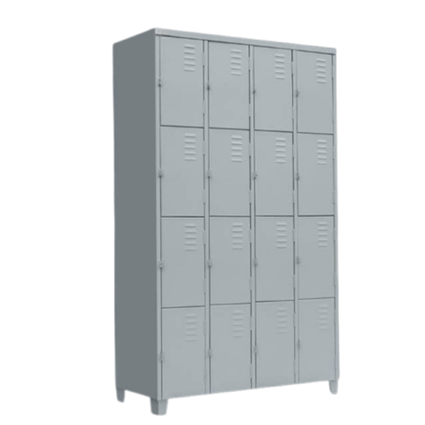 Roupeiro De 16 Portas - Pitão P/ Cadeado - Cinza Escuro - Chapa 26 - comprar online