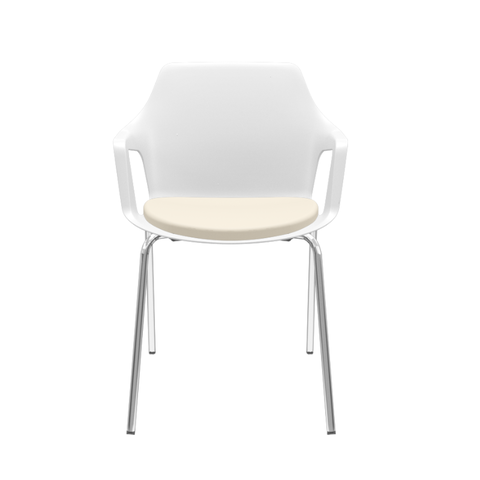 Cadeira Vesper Diálogo Fixa 4 Pés - Branca Com Bege