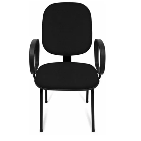 Cadeira Diretor Fixa Com Braços Preta