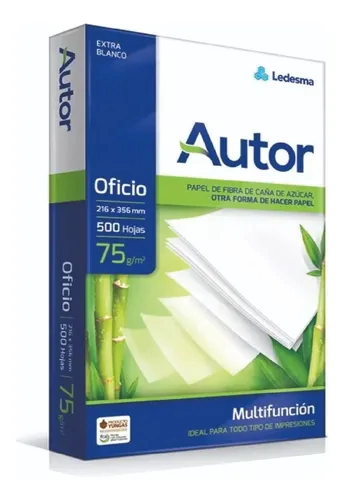 RESMA AUTOR OFICIO 75gr. 500hj 216X356mm - comprar online
