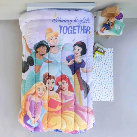 Acolchado Piñata Princesas Infantil 1 1/2 Plaza Reversible Licencia Oficial