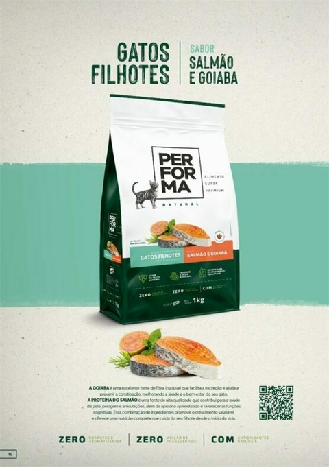 RAÇÃO PERFORMA NAT GATOS FILHOTE SALMÃO/GOIABA 1KG - comprar online