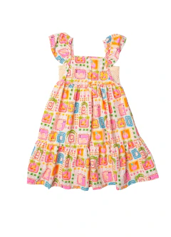 VESTIDO SOLAR BEGE E ROSA - comprar online