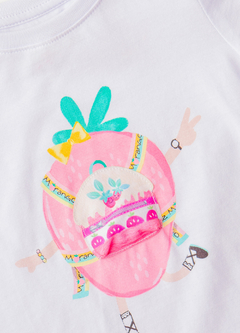 BLUSA DOCE DE MORANGUINHO BRANCO - Carretel Kids