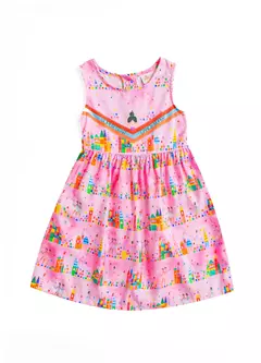 VESTIDO REINO DE MUITAS CORES ROSA - Carretel Kids