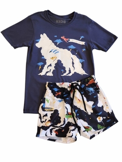 CONJUNTO CAMISETA E SHORTS KIDS AZUL NAVY