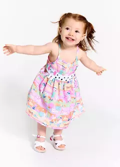 VESTIDO E CALCINHA A MELHOR ROSA E VERDE