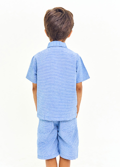 BERMUDA AO TRABALHO AZUL E BRANCO - comprar online