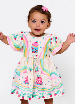 VESTIDO E CALCINHA DOCE DE MORANGUINHO OFF WHITE