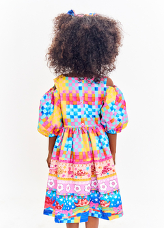 VESTIDO A FESTA VAI COMEÇAR BALANCE ROSA E AZUL na internet