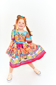 VESTIDO A FESTA VAI COMECAR BALANCE LARANJA E AZUL - Carretel Kids