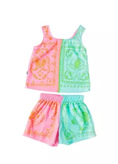 Imagem do CONJ. LENCO TROPICAL ROSA E VERDE