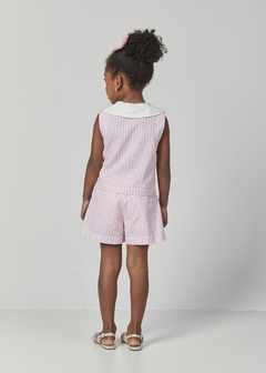CONJUNTO FEM INFANTIL CAMISA E SHORT XADREZ MORANGO - comprar online