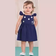 VESTIDO BABADO GALLES MARINHO