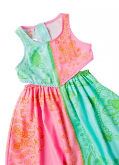VESTIDO LENCO TROPICAL ROSA E VERDE na internet