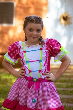 FANTASIA JUNINA VESTIDO XADREZ ROSA - Carretel Kids