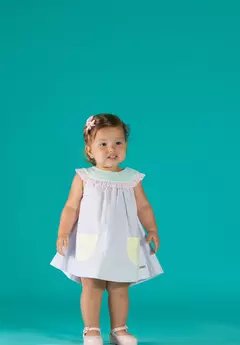 VESTIDO COM BOLSOS LISTRADO