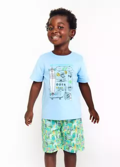 CONJUNTO SKATEBOARDING VERDE E GLACIAL