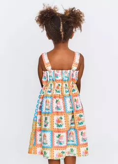 VESTIDO DELICIAS DE VERAO OFF WHITE E LARANJA - comprar online