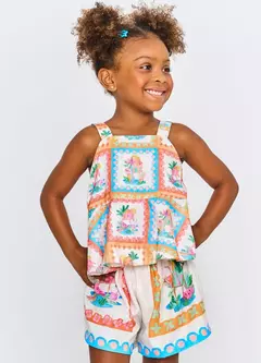 CONJ. DELICIAS DE VERAO OFF WHITE E LARANJA - comprar online