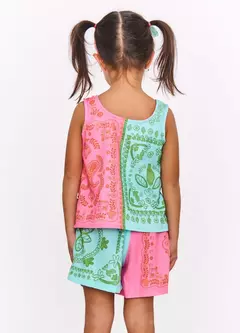 CONJ. LENCO TROPICAL ROSA E VERDE - comprar online