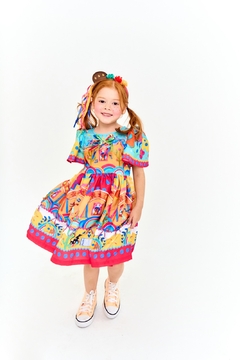 VESTIDO A FESTA VAI COMECAR BALANCE LARANJA E AZUL - comprar online