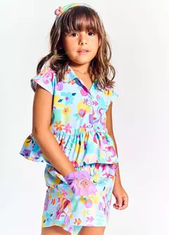BATA MAR DE FLORES AZUL