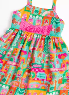 Imagem do VESTIDO MEU MUNDINHO VERDE E ROSA