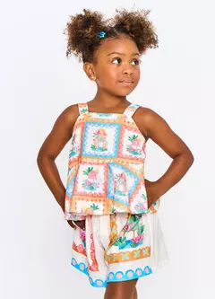 CONJ. DELICIAS DE VERAO OFF WHITE E LARANJA