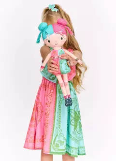 ALMOFADA LENCO TROPICAL ROSA E VERDE U - Carretel Kids