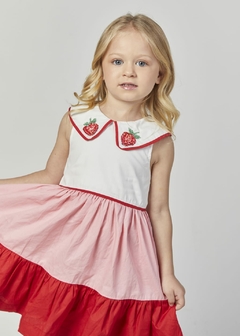 VESTIDO FEMININO INFANTIL RODADO MORANGO