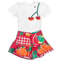 CONJUNTO BLUSA COM BORDADO E SHORTINHO - comprar online