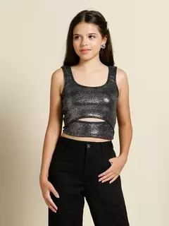 BLUSA CROPPED CANELADO SHINE