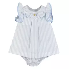 VESTIDO INFANTIL LAÇO E LISTRADO AZUL - comprar online