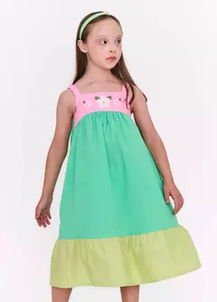 VESTIDO FLORAL AURORA VERDE E ROSA - loja online
