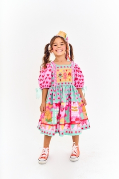 VESTIDO A FESTA VAI COMECAR BALANCE VERDE E ROSA - comprar online