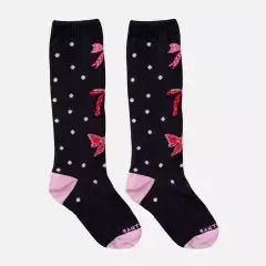 Meia Lacinhos Preta (laço rosa) - comprar online