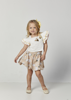 CONJ FEMININO INFANTIL CROPPED E SAIA