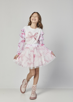 CONJUNTO FEMININO INFANTIL BLUSA MANGA LONGA E SAIA