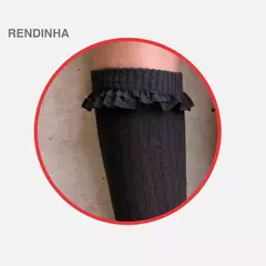MEIA CANELADA RENDINHA PRETA na internet