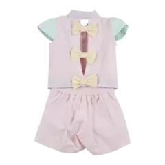 CONJUNTO CROPPED LISTRADO ROSA - Carretel Kids