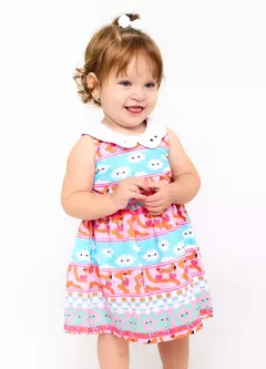 VESTIDO E CALCINHA POP LIST ROXO E ROSA