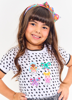 BLUSA AMIGAS FASHIONISTAS PRETO E BCO - comprar online