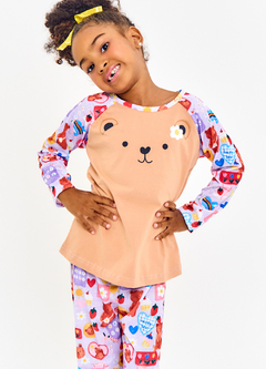 CONJ.PIJAMA KIT FOFURA CAMELO E ROXO na internet