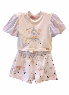 CONJ FEMININO INFANTIL CROPPED E SHORT - comprar online