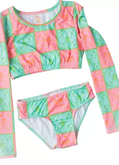 BIQUINI LENCO TROPICAL ROSA E VERDE - loja online