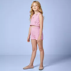 CONJUNTO FEMININO INFANTIL CROPPED E SHORT LAÇOS